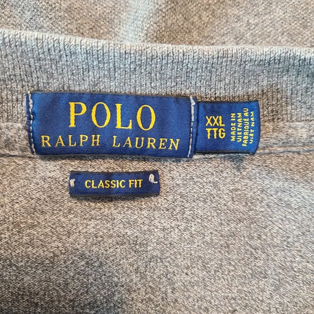 Polo Ralph Lauren Men XXL Gray Cotton Classic Fit Polo Pony Preppy Old Money